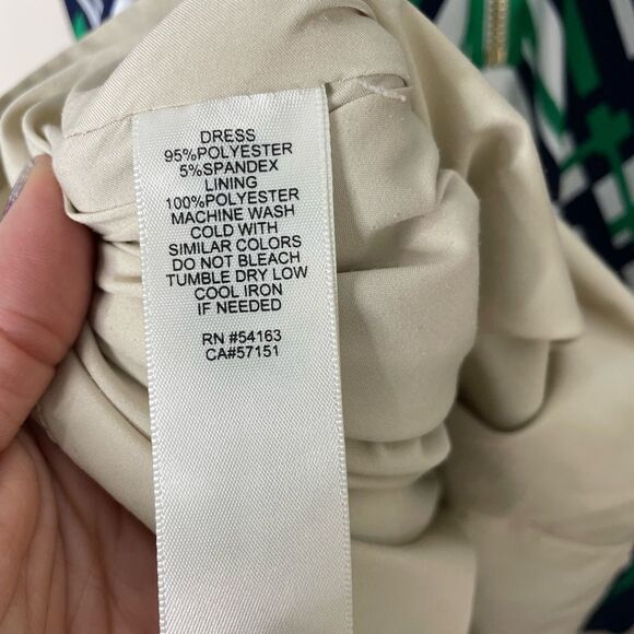 Eliza J. Jersey Dress Navy Blue White Chevron Pattern Shift Size 2 - Picture 5 of 5